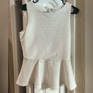 Bisou Bisou White Peplum Top Size Medium.